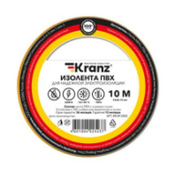 Изолента KRANZ 0.13х15 мм, 10 м, желтая Изолента KRANZ 0.13х15 мм, 10 м, желтая