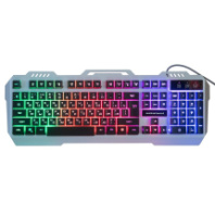 Клавиатура Nakatomi Gaming KG-35U, USB, Rainbow, мембран.,104кл.,металл.крышка, серебро