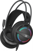 Гарнитура полноразмерная Defender Dexter RGB, игровая, 2м, USB+2*AUX 3.5мм, LED, черный