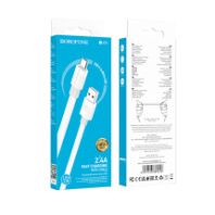 Кабель BOROFONE MicroUSB BX89, 2.4А, ПВХ, 1м, белый/серый