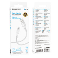 Кабель BOROFONE MicroUSB BX116, 2.4А, тканевая оплетка, 1м, белый