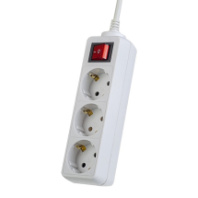 Сетевой удлинитель Perfeo "POWERMATE" 3 розетки, 10А, 2200Вт, 5м, заземление, выкл., белый