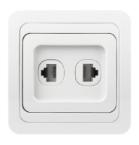 Розетка компьютерная RJ-45 + телефон RJ11 1-местная SmartBuy "Марс" белая