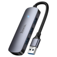 USB хаб Hoco HB57 (4USB3.0+питание USB) 0.13м металлик