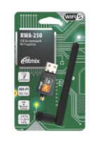 Сетевой адаптер WiFi RITMIX RWA-250 2,4ГГц/5,0 ГГц, 433 Мбит/с