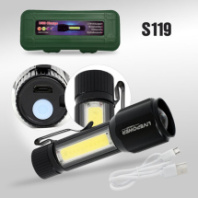 Фонарь аккум. Live Power CF17 LED + COB 0.5W, Zoom аккумулятор 400mah. USB, алюминий