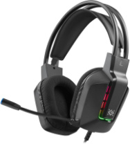 Гарнитура полноразмерная Defender Gothic, игровая, 1.8м, USB, LED, черный