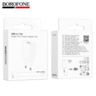 СЗУ BOROFONE BA110A, 1USB, 1.5A + Type-C 1м, белый