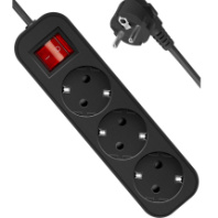 Сетевой удлинитель DEFENDER G350 3 розеток, 10А, 2200Вт, 5м, заземление, выкл., черный