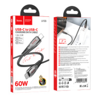 Кабель HOCO Type-C - Type-C U133, 3A, PD 60W, тканевая оплетка, 1.2м, черный