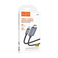 Кабель Hoco UA27, Type-C - HDMI (шт/шт), тканевая оплетка, 2м, серый