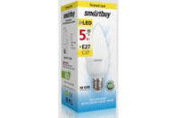 Лампа Smartbuy LED C37-05W/3000/E27 свеча матовая 3000К (теплый свет, цоколь E27)