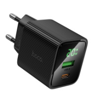 СЗУ Hoco CS83A, 1USB/1Type-C, QC3.0+PD20W, 3A, с цифровым дисплеем, черный