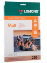 Бумага Lomond матовая А4, 230 г/м2, 25л. 0102050   