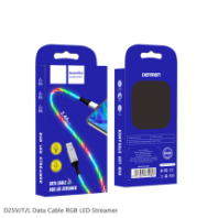 Кабель vDENMENv USB - Lightning D25L, 2.4А, светящийся, ПВХ, 1м, зеленый 