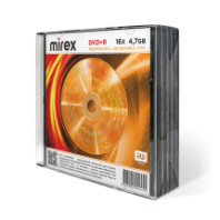 Диск Mirex DVD+R 4,7Gb 16x Slim case по 5