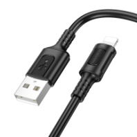 Кабель BOROFONE USB - Lightning BX111, 2.4А, ПВХ, 1м, черный (мятая упаковка)