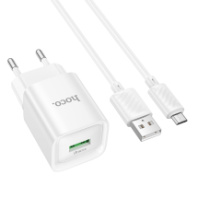 СЗУ Hoco C145A, 1USB, QC3.0, 18W, 3A + MicroUSB 1м, белый СЗУ Hoco C145A, 1USB, QC3.0, 18W, 3A + MicroUSB 1м, белый
