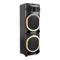 Колонка Ginzzu GM-204, 200W RMS, Karaoke, Bluetooth+FM+USB+SD+LED+ПДУ, черный
