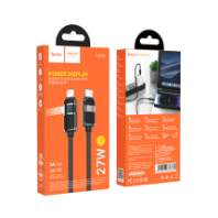 Кабель HOCO Type-C - Type-C X118, 3A, 60W, с дисплеем, тканевая оплетка, 1,2м, черный
