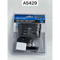 Разветвитель прикуривателя Olesson 2013, 3 выхода+USB+Type-C, 12V/24V, 120W, черный (A5429) Разветвитель прикуривателя Olesson 2013, 3 выхода+USB+Type-C, 12V/24V, 120W, черный (A5429)