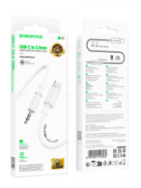 Кабель BOROFONE BL21, Type-C - AUX 3.5мм (шт/шт), ТПЭ, 1м, белый