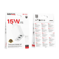 СЗУ BOROFONE BA105A, 2USB/1Type-C, 15W, 3A + Type-C 1м, белый