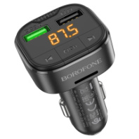 FM modulator BOROFONE BC43, 2USB/microSD/BT5.0, QC3.0, 12-24V/5V/3A, громкая связь, черный