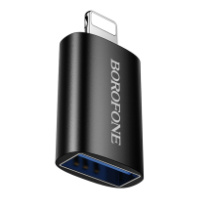 Переходник BOROFONE BV26, OTG USB 2.0 (гн) - Lightning (шт), черный
