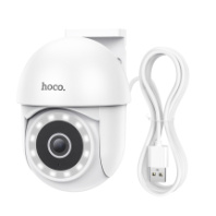 Видеокамера IP Hoco D2 Wi-Fi 3mp белая/3Mpx/2.8mm/ИК/PTZ/цветная/пластик/внешняя/128Gb