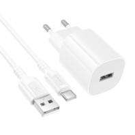 СЗУ BOROFONE BA101A, 1USB, 2.1A + Type-C 1м, белый СЗУ BOROFONE BA101A, 1USB, 2.1A + Type-C 1м, белый
