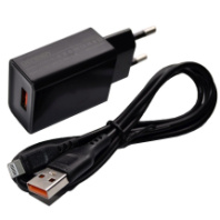 СЗУ vDENMENv DC01L, 1USB, 2.4A + Lightning 1м, черный