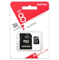 Карта памяти micro SD 8Gb SmartBuy class 4 с адаптером Карта памяти micro SD 8Gb SmartBuy class 4 с адаптером