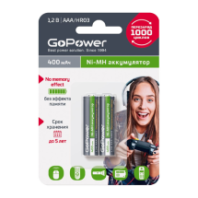 Аккумулятор GoPower R03 (AAA) 400mAh BL2 2/20