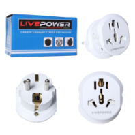 Сетевой переходник универсальный Live-Power K1616, 16А, 2500Вт, заземление, белый
