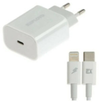 СЗУ Exployd EX-Z-1168, 1Type-C, PD 18W, 3A + Type-C/Lightning 1м, белый СЗУ Exployd EX-Z-1168, 1Type-C, PD 18W, 3A + Type-C/Lightning 1м, белый