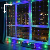 Гирлянда светодиодная "Занавес" 328 LED, мульти, 3,0*2,8м, 220 В