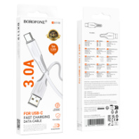 Кабель BOROFONE USB - Type-C BX119, 3А, ПВХ, 1м, белый