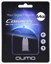 Накопитель USB 64Gb Qumo Cosmos, короткая, металл Silver Накопитель USB 64Gb Qumo Cosmos, короткая, металл Silver