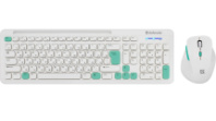 Набор беспр. DEFENDER Cerrato C-978 RU, клавиатура+мышь, белый/голубой