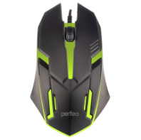 Мышь Perfeo GRAF, GAME DESIGN, USB, подсвет.7цв.,пров.,опт.,3кн., 1000dpi, черный
