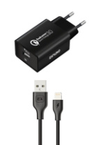СЗУ Exployd EX-Z-1361, 1USB, QC3.0, 18W, 3А + Lightning 1м, черный СЗУ Exployd EX-Z-1361, 1USB, QC3.0, 18W, 3А + Lightning 1м, черный
