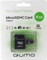 Карта памяти micro SD 4Gb Qumo class 4 с адаптером Карта памяти micro SD 4Gb Qumo class 4 с адаптером