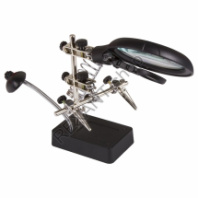 Держатель REXANT "третья рука" с лупой х2.5, подставка под паяльник