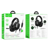 Гарнитура полноразмерная Hoco W113, игровая, 2м, USB/2AUX 3.5мм, черный