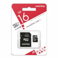 Карта памяти micro SD 16Gb SmartBuy class 10 с адаптером
