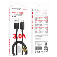 Кабель BOROFONE USB - Type-C BX120, 3А, тканевая оплетка, 1м, черный Кабель BOROFONE USB - Type-C BX120, 3А, тканевая оплетка, 1м, черный