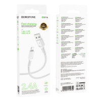 Кабель BOROFONE USB - Lightning BX116, 2.4А, тканевая оплетка, 1м, белый