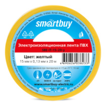 Изолента Smartbuy 0.13х15мм, 20 метров, желтый