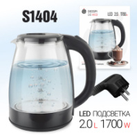 Чайник электрический Deespi DE-W03, 1700W, 2 л, стеклянный, черный